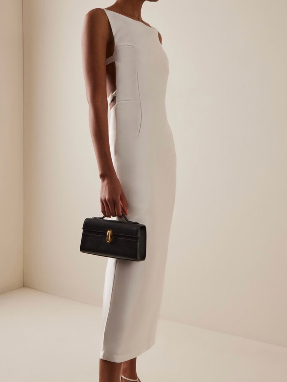 Elegant Backless White Midi Dress